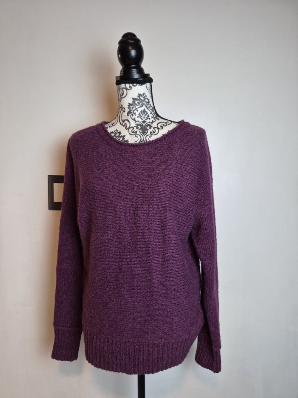 Michael Stars Sweater Womens M Purple Boat Neck Dolman Sleeve Knit